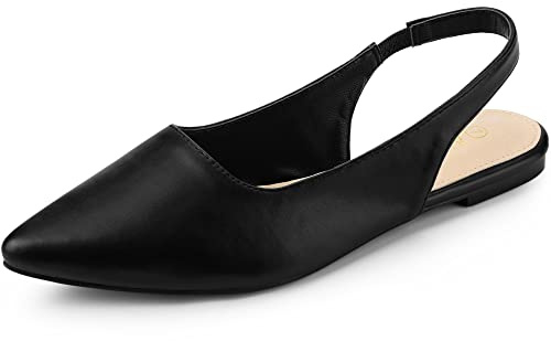 Allegra K Women's Pointed Toe Pumps Slingback Flat Pumps Black 8 UK/Label Size 10 US