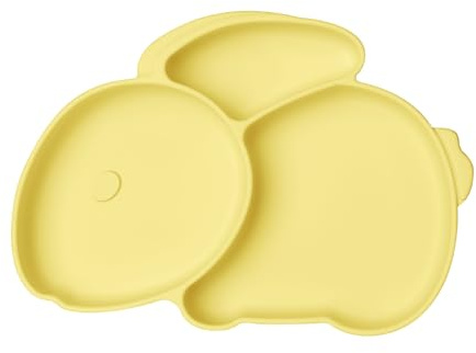 Vicloon Platos de Silicona para Bebé con Ventosa, Platos de Bebé Divididos, Antideslizante, Sin BPA, para Lavavajillas y Microondas-Amarillo