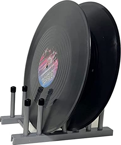 Schallplattenständer, Abtropfgestell, Vinyl-Schallplatten-Aufbewahrung, 6 Album-Display-Halter, passend für 30.5 cm oder 17.8 cm 25.4 cm Schallplattenalbum, keine Schallplatten, Grau