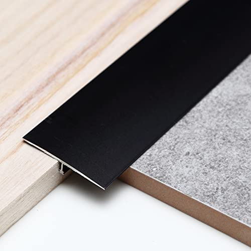 Trimold 3Pcs Aluminum T Molding Trim & Floor Transition Strips, Flat Divider Strip for Door Threshold and Joining Flooring Gaps of Laminate Planks Tile (0.9m x 4cm, Matte Black)
