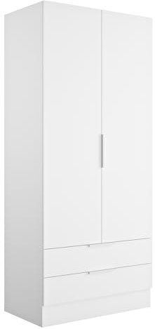 Composad | Armadio della Linea ESPRESSO con 2 Ante e 2 Cassetti, Armadio Contenitore, Salvaspazio, per Camera da letto, Lavanderia, (LxAxP) 81,9x184,4x46,3 cm, Colore Bianco, Made in Italy