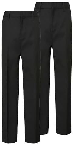 Trutex Basics Lot de 2 pantalons d'école noirs pour garçons (3 à 12 ans) - Pantalon d'école à jambe étroite pour garçon - Pantalon d'école intelligent et durable - Véritable uniforme scolaire, Noir ,
