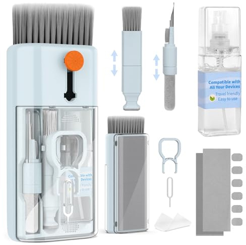 CleaniKu Keyboard Cleaner Laptop Cleaning Kit - 12 in 1 Computer Tech Cleaning Brush, Electronic Screen Cleaner with Multi-Function Cleaning Pen for MacBook, Tablet, iPhone, Earbuds, Camera, Lens