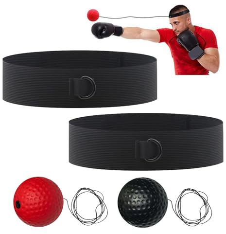 Balle Réflexe de Boxe,React Reflex Ball,Boxing Reflex Ball,Reflex Ball Set,Boxe Balle avec Bandeau,2 React Reflex Ball,2 Bandeaux Ajustables,pour Améliorer Le Temps de Réaction,Coordination Yeux Main