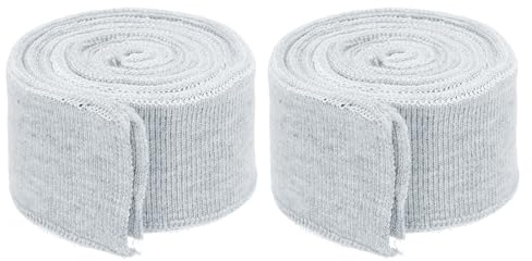Rebower 3.5cm x 80M Puños Elásticos para Coser Tejido de Punto de Algodón Acanalado Mangas Banda Elástica, [para Tela, Manualidades Diy] - Gris Claro/ 2 Unidades