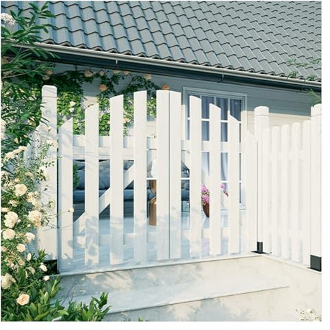 Heavy Duty Anti Sag Outdoor Garden Gate Swinging Door Partition for Entrance Easy to Install White 90x120cm