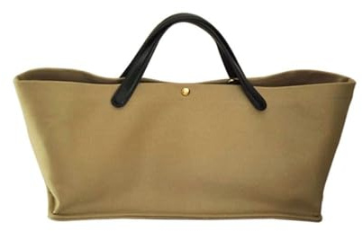 Damen-Tragetasche, Segeltuch, Pendlerhandtasche mit Leder-Schultergurt, Designer-Handtasche mit Tragegriff oben, Canvas Camel, 14inch
