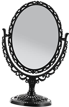 NIYANGLE Espejo Vintage De Maquillaje De Mesa Doble Cara Giratorio 11.81X7.87 Pulgadas Espejo De Tocador para Uso En Hogar Y Aplicación Precisa De Maquillaje
