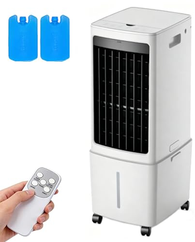 Mobil luftkonditionering,Luftkonditioneringsapparater, Swamp Cooler bärbar AC-enhet för rum, fönsterlös kylfläkt som blåser kall luft med fjärrstyrd tank 3 hastigheter 7,5 timmars timer, avd