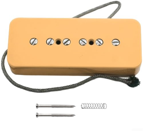 Klassisk P90 gitarr pickup Alnico 2 magnet vit (gul bro) | Alnico 2 magnet, varm vintage ton, dynamiskt svar, svart spole, rikt musikuttryck