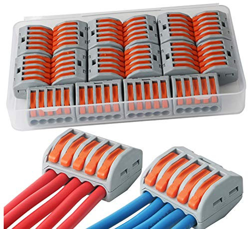 CESFONJER Connecteurs électriques 16 pièces, Bornes de Connexion Automatique, Rapide Connecteur de Fil de Câble, Connecteurs de Fils Compacts, PCT-215 (5 ports)