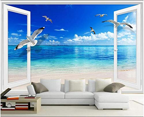 Papier peint jungle tapisserie murales papier bulle mur magnetique 3d fenêtre tridimensionnelle extérieur paysage marin peinture murale grande personnalité papier peint