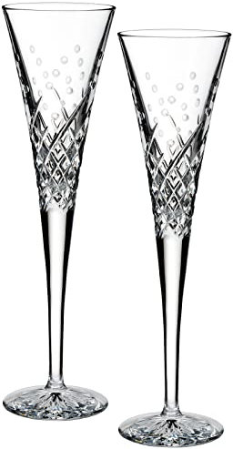 Waterford 1058175 Wishes Happy Celebrations Toasting Flute Pair, Crystal, Clear