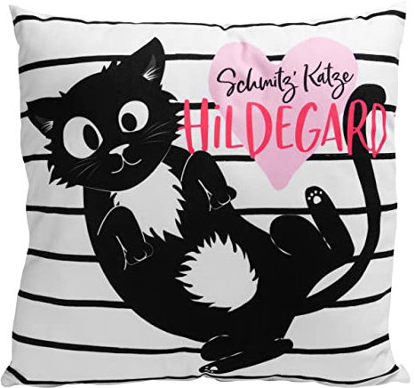 United Labels Ralf Schmitz Kissen – Hildegard Dekokissen Schmitz' Katze Sitzkissen Weiß/Schwarz