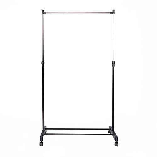 OHS Clothes Rail, Heavy Duty Clothes Rail Free Standing Clothes Rail on Wheels Extendable Clothes Rail Portable Display Clothes Rails for Bedroom, Black
