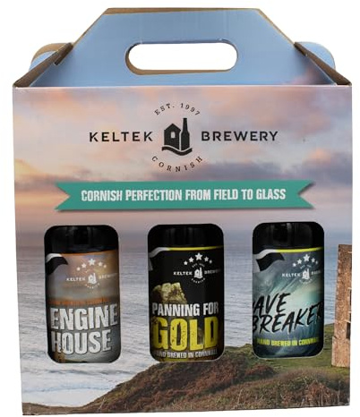 Keltek Brewery Real Ale 3 x 500ml Glass Bottles Mixed Case, Authentic Cornish Ale Hamper (3 x 500ml Bottles, Full Mix)