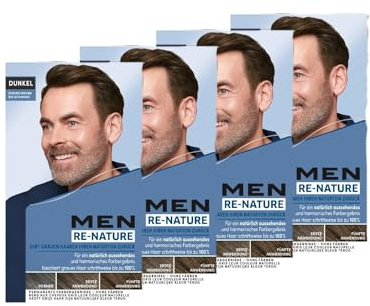 Men Perfect Re-Nature Männer Dunkelbraun bis Schwarz (4x 145 ml), Re-Pigmentierungs-Creme, stellt ohne Haare färben die Naturhaarfarbe wieder her und kaschiert schonend graue Haare