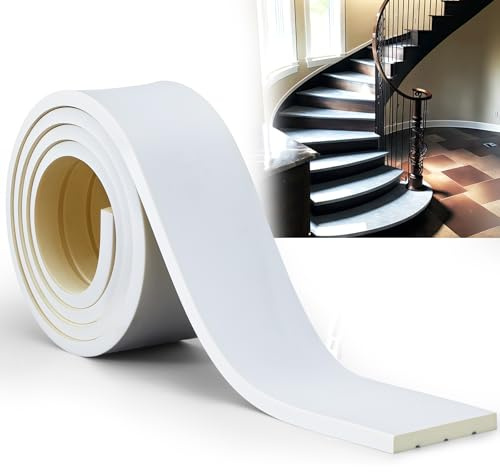 Abbylike 0.59 Thick x 3.94 Wide x 8' Feet Flex Trim Molding Flexible Flatstock Trim Base Molding PU Baseboard Decorative for Wall Corners Cabinet Edges Countertops Villas Hotels Suites Wall Tiles