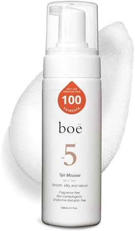 Boë No.5 Self Tanning Mousse – Fast-Drying, Streak-Free Tanning Foam for a Natural-Looking Self Tan - Hydrating, Anti-Ageing, Boosts Collagen & Skin Elasticity, Sensitive Skin Safe, 150mL