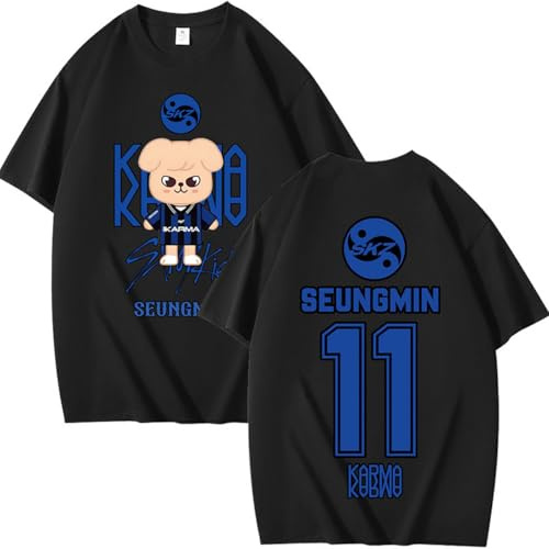 StrayKids T-Shirt StrayKidz Coton Chemisier Unisexe Skzoo SKZ Karma Tshirt Bang Chan Chanbin Lee Know Hyunjin Han Felix Seungmin I.N Fans Top à Manches Courtes Looser à col Rond