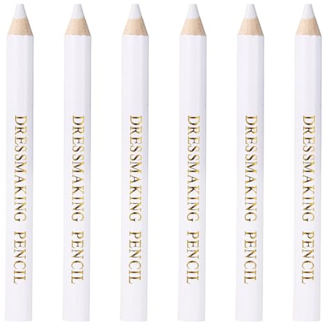 6pcs Fabric Markers for Sewing, Water Soluble Tailors Chalk Fabric Marking Pencil Pen for Dressmaking Quilt Quilting Embroidery DIY Tools Crafts Supplies (White)