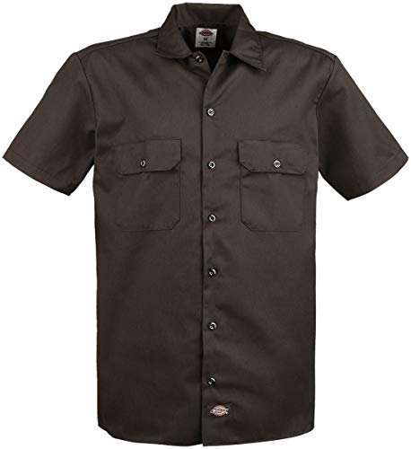 Dickies Herren Werkshirt met korte mouwen Freizeithemd, Braun (Dark Brown Db), 4XL Große Größen EU