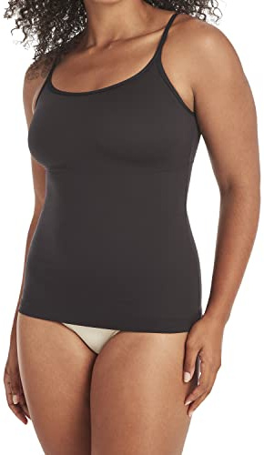 Maidenform Womens Long Length Cami, Firm Control Microfiber Smoothing Tank Shapewear-tops, Black, Large US