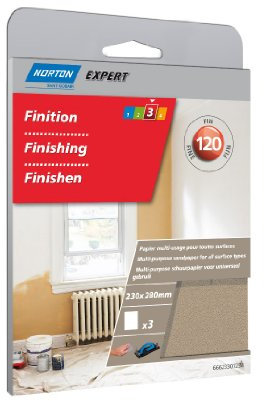 Norton Lot de 3 Feuilles 230 x 280 mm papier multiusage Grain 120