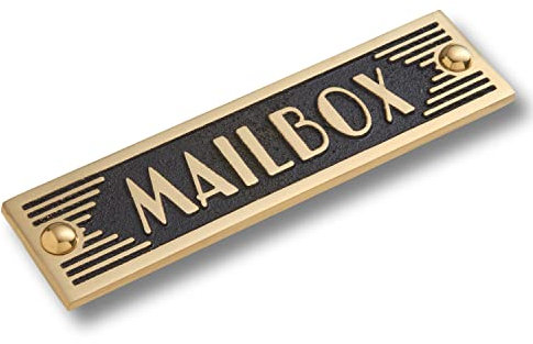 The Metal Foundry Mailbox - Placa metálica para puerta, diseño de buzón Placa de latón para puerta o pared, estilo Art Deco Hecho a mano en Inglaterra.