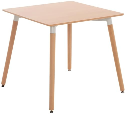 CLP Küchentisch Viborg I Esstisch Im Skandinavischen Design Für Wohnzimmer Mit MDF Tischplatte I Buchenholzgestell, Justierbare Bodenschoner, Farbe:Natur, Größe:80 cm