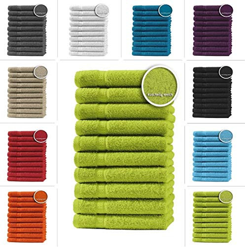 one-home 10er Set Gästetücher Handtücher Duschtücher Badetücher Frottee 100% Baumwolle, Präzise Farbe:Grün, Produktart:Handtücher 50x100 cm