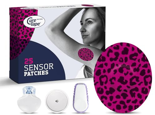 CureTape Sensor Patches - Sensor Fixing Plasters - 25 Covers for Freestyle Libre, Dexcom and Medtronic Guardian Sensors - Fixation Tape for Your Sensor (Leopard)