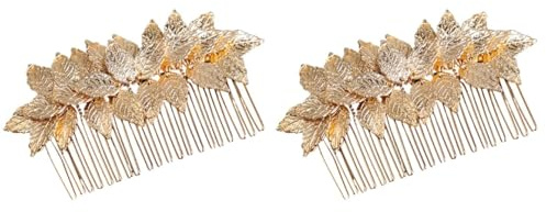 minkissy Peigne À Cheveux Doré Feuille 2 Pièces Accessoires De Mariage Pour Mariée Et Demoiselles D'Honneur Décoratif Élégant Pour Cérémonies Et Fêtes 4.13X1.97X0.79In