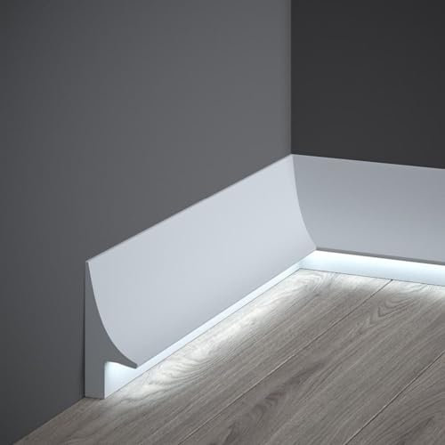 PROVISTON | LED Sockelleiste | Kunststoff | 40 x 93 x 2000 mm | Weiß | Indirekte Beleuchtung | LED Beleuchtung