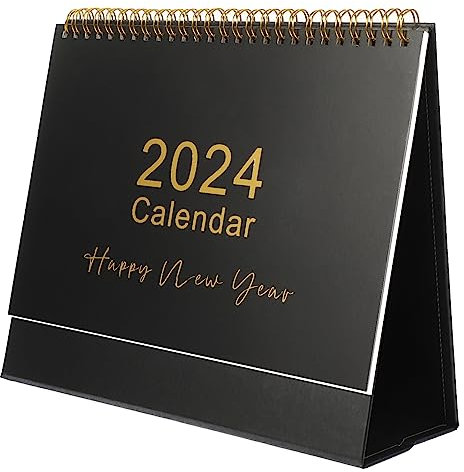 DECHOUS 2024 Tischkalender Stehend Flip-Desktop-Kalender 2024 Monatskalender Ganzes Jahr 12 Monate Englischer Kalender Terminplaner Für Zuhause Büro Schule Schwarz