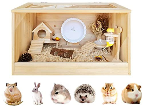 Hamsterbur, Smådjursbur - Råttburar och livsmiljöer, Genie Pig Cage, Hamster Hutch Litet gömställe med synliga akrylbrädor och öppningsbar topp för kaniner, marsvin, chinchillor (storlek (60 * 4)