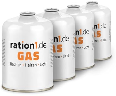 ration1 Gaskartuschen 4x450g, EN 417 Schraubventil, Campingkocher