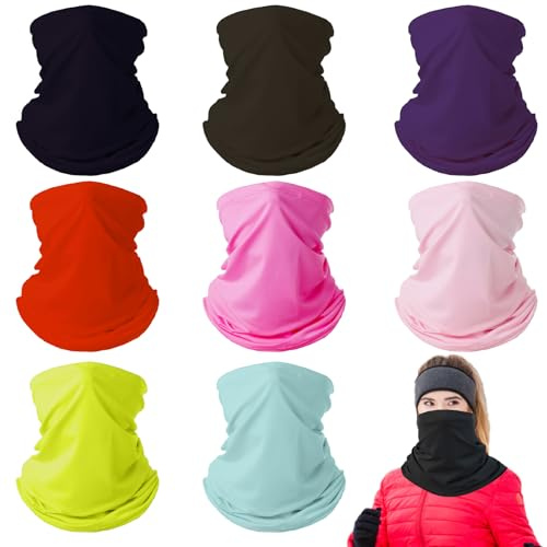 8Pcs Multifunctional Headwear Outdoor Scarf, Seamless Headwear Face Coverings, Neckwear Summer, Unisex UV Resistance Thin Tube Scarf Face Mask For Outdoor Sun Protection and Cycling ﻿ (A)