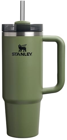 STANLEY Quencher H2.0 Tumbler with Handle and Straw, 3-Mode Flowstate Lid, Travel Cup Holder Compatible, Stainless Steel, Insulated, BPA-Free, Dry Pine, 0.9 Litres
