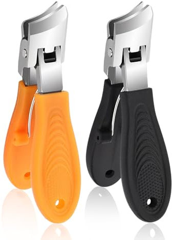 2 Stück Gebogene Nagelknipser Schräge Nagelknipser Abgeschrägter Nagelknipser Mit Breiter Öffnung Und Spritzschutz Zehennagelknipser mit abgewinkeltem Kopf für dicke Nägel Nagelknipser für Männer Frau
