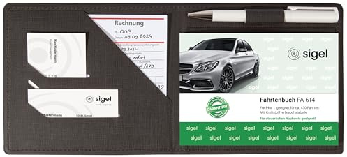 Sigel EF615 skyddande omslag för formulär A6 liggande (t.ex. B. loggbok, faktura, fraktsedel), med praktiska fickor för kvitton och integrerat pennhållare, antracit