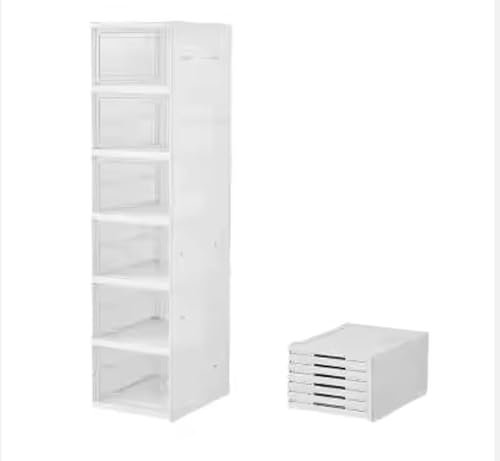 Scatole per scarpe trasparente - Organizer per scarpe in plastica, 6 scatole portaoggetti in plastica rigida trasparente, scarpiera impilabile con porta magnetica, organizer per scarpe armadio.