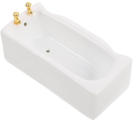ERINGOGO Miniature Dollhouse Ceramic Square Bathtub Scale Bathroom Decor for Dolls House Accessories Mini Bath Tub