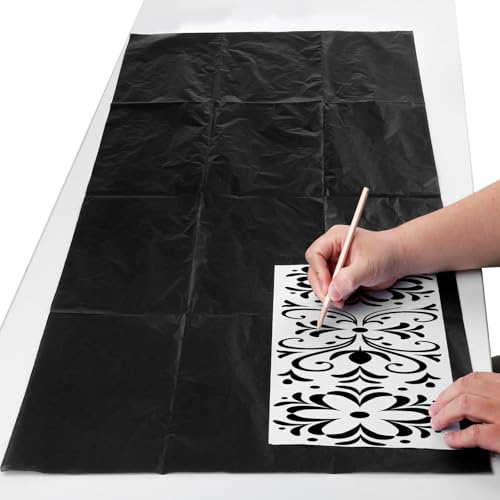 5 fogli di carta carbone per trasferire, 50,8 x 91,4 cm, carta carbone per tracciare, carta cerata nera in grafite per disegnare, tracciare e trasferire, tessuto, disegno per schizzi, colore nero