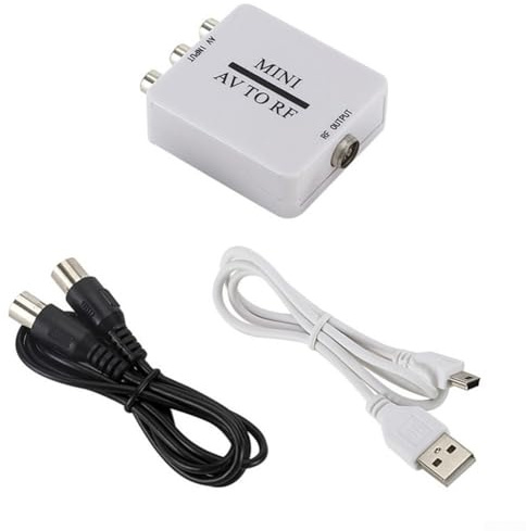 Modulatore AV a RF per composito, adattatore coassiale RF con supporto 67,25 MHz e 61,25 MHz, converte segnali audio video in uscita RF per televisori, videoregistratori per DVD