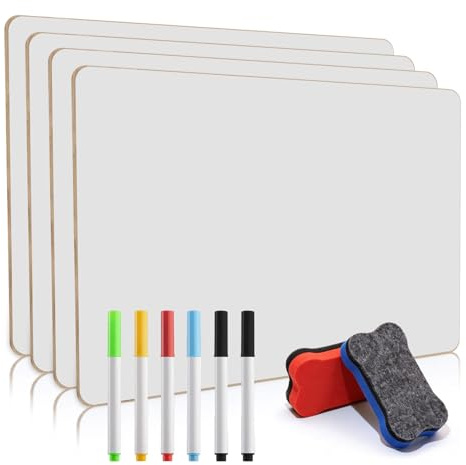 4PCS Whiteboard A3, Small Double-Sided Whiteboard | Portable Mini Drawing Board A3 for Home, Office, School, Learning, Classroom (42x30cm), with 6 Whiteboard Pens and 2 Sponge