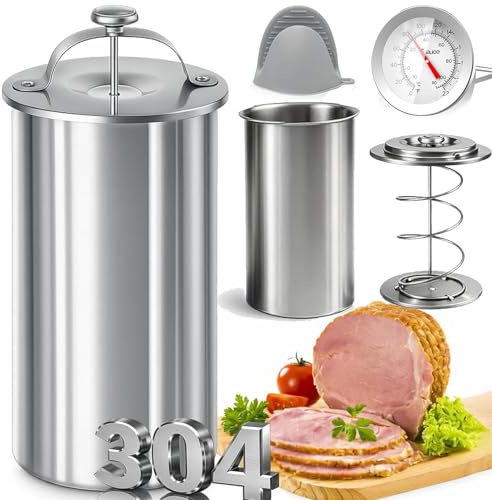 Pressa per Salumi in Acciaio Inossidabile con Termometro e Meccanismo a Molla – Stampo per Salumi e Prosciutti Fatti in Casa – Idea Regalo Divertente per la Cucina (Uomini e Donne) (Ordinary)