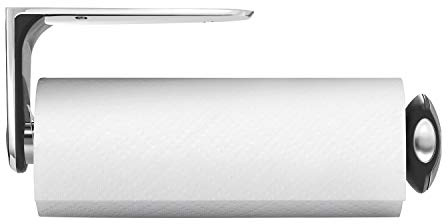simplehuman KT1024 Lang Küchenrollenhalter mit Wandhalterung, Küchenrollenhalter Schrank, Wand, Papierrollenhalter, gebürsteter Stahl, 5 Jahre Garantie