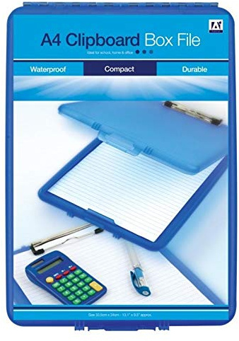 A4 Plastic Compact Clipboard Paper Storage Box File Clear