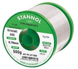 Stannol Flowtin TC Fairtin Kristall 600 Fil à souder Diamètre 0,7 mm 100 g